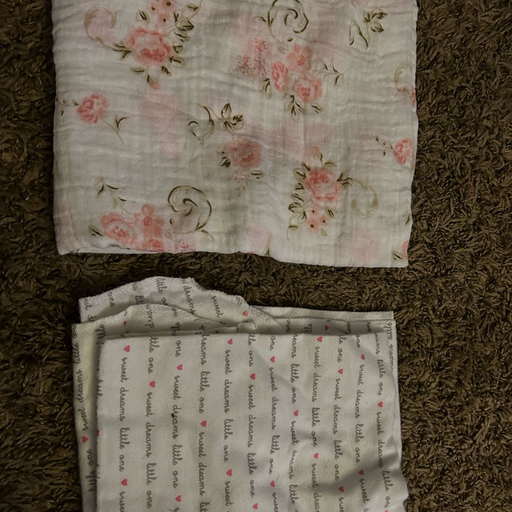 Floral and Script Baby Blanket and swaddle